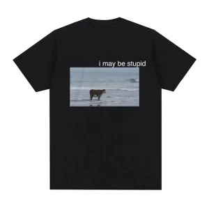 Cow on Beach Funny Meme T-Shirt 1