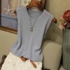 2024 Summer Women's Sleeveless O-Neck Knitted Blouse: Elegant Casual Tank Top 4