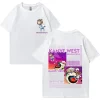 Kanye West Graduation Bear Double Sided Printed T shirt Men Women Fashion Hip Hop Cool Tops short sleeve Unisex Cotton T-shirts 2