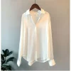 1pc Women's Vintage Silk Long Sleeve Blouse 3