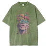 Heavyweight Pure Cotton T Shirts Flowers Emerging Out of Human Eyes and Heads Graphic T-shirts Vintage Van Gogh Style Mens Tops 4