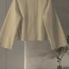 Women's Cotton Linen Lace-Up Bow Shirt: Loose Hollow-Out V-Neck Long Sleeve Top 6