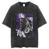 Vintage Anime Printed Washed T-Shirt for Men 3