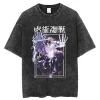 Vintage Anime Printed Washed T-Shirt for Men 2