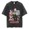 Vintage Anime Printed Washed T-Shirt for Men 5