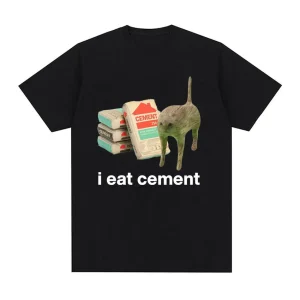 I Eat Cement Cursed Cat Funny Meme T-shirt 1