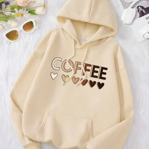 Love Coffee Funny Letter Graphic Hoodie 1