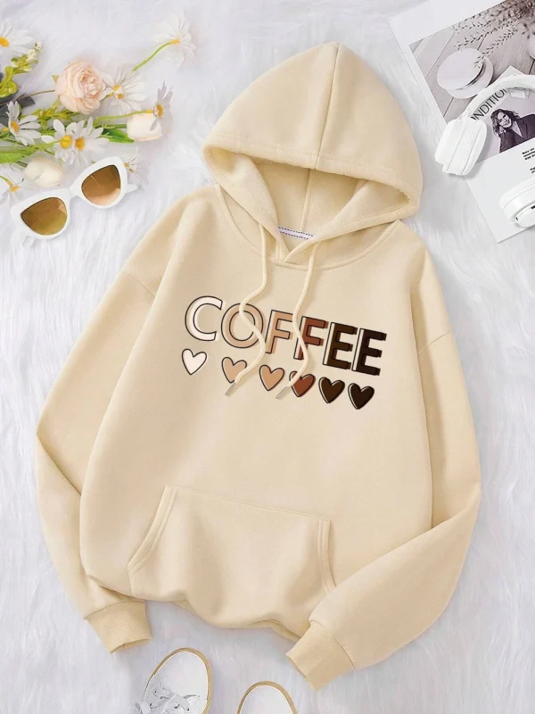 Love Coffee Funny Letter Graphic Hoodie 1