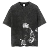 Vintage Anime Printed Washed T-Shirt for Men 4