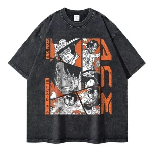 Men's Vintage Washed Anime T-shirt 1