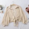 Casual Loose Hollow White Blouse 4