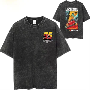 Washed T-Shirts Lightning McQueen Cars 95 1