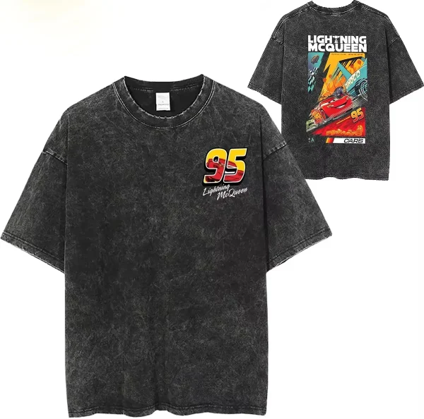 Washed T-Shirts Lightning McQueen Cars 95 1