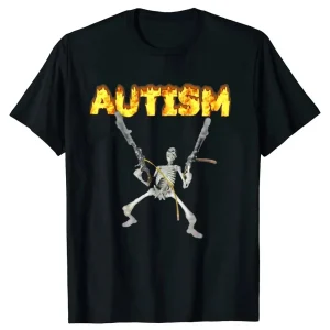 Retro Autism Skeleton Funny T-Shirt for Men and Women 1