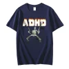 Adhd Skeleton Meme T-shirts Classic Vintage Humor Horror Funny Skull T Shirt Men Women Casual Hip Hop Summer Oversized T Shirt 2