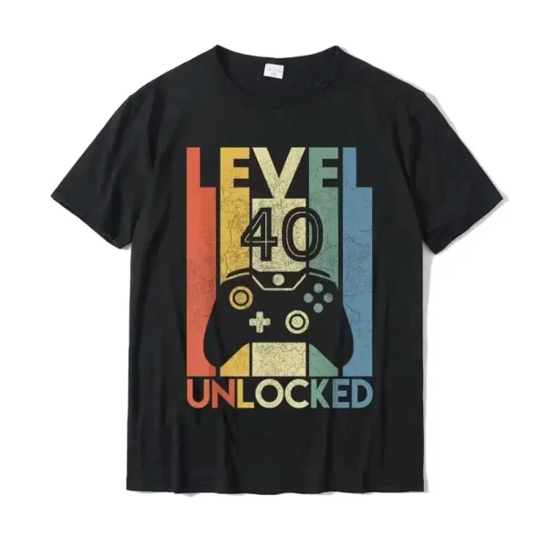 Level 40 Unlocked Funny Video Gamer T-Shirt 1