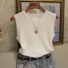 2024 Summer Women's Sleeveless O-Neck Knitted Blouse: Elegant Casual Tank Top 5