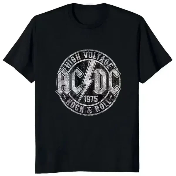 AC High Voltage 1975 DC Black Men's T-Shirt 1