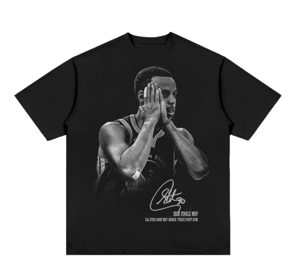 Stephen Curry Short Sleeve Old NBA American Star Printed T-Shirt 1