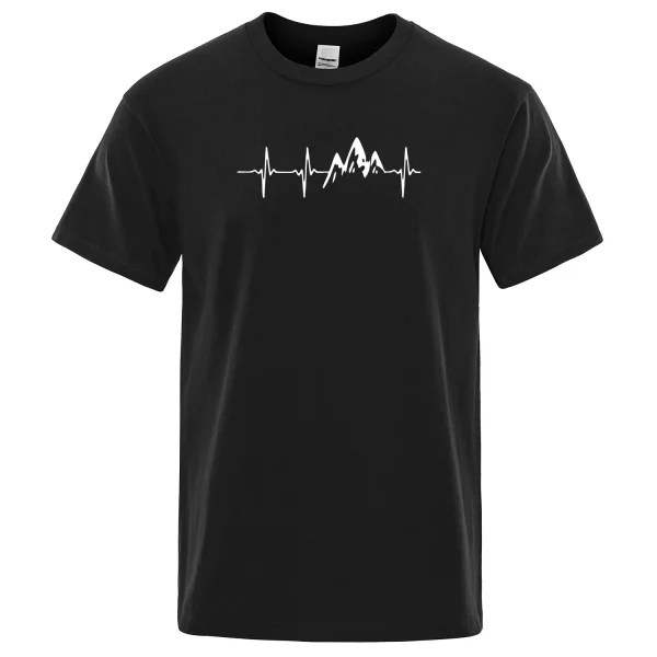 Mountain Ecg T Shirt Summer Men Women Short Sleeve T-Shirt Funny Hip Hop Tees Tops Harajuku Clothing Electrocardiogram Tshirt 1