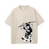 Men's Streetwear Washed Apricot White Oversized T-Shirt 4